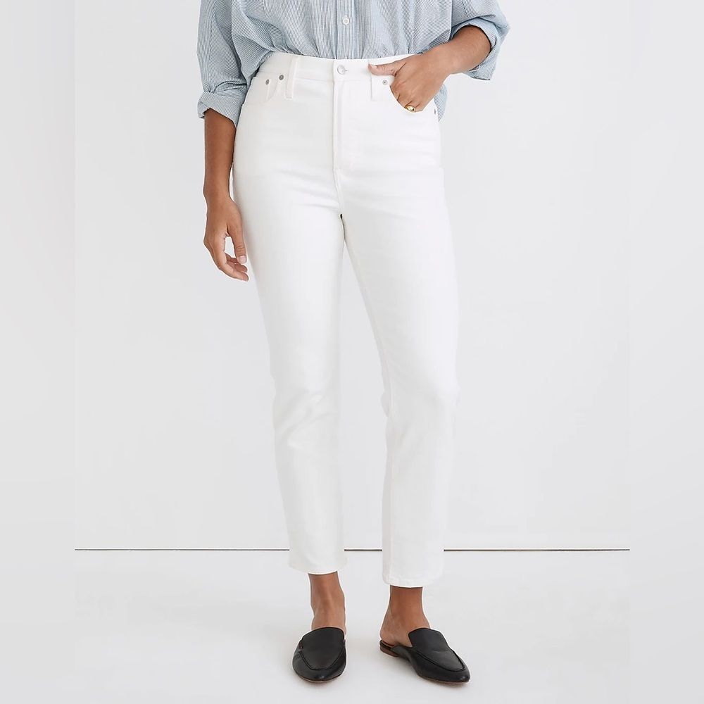 NWT Madewell White High-Rise Straight-Leg Jeans